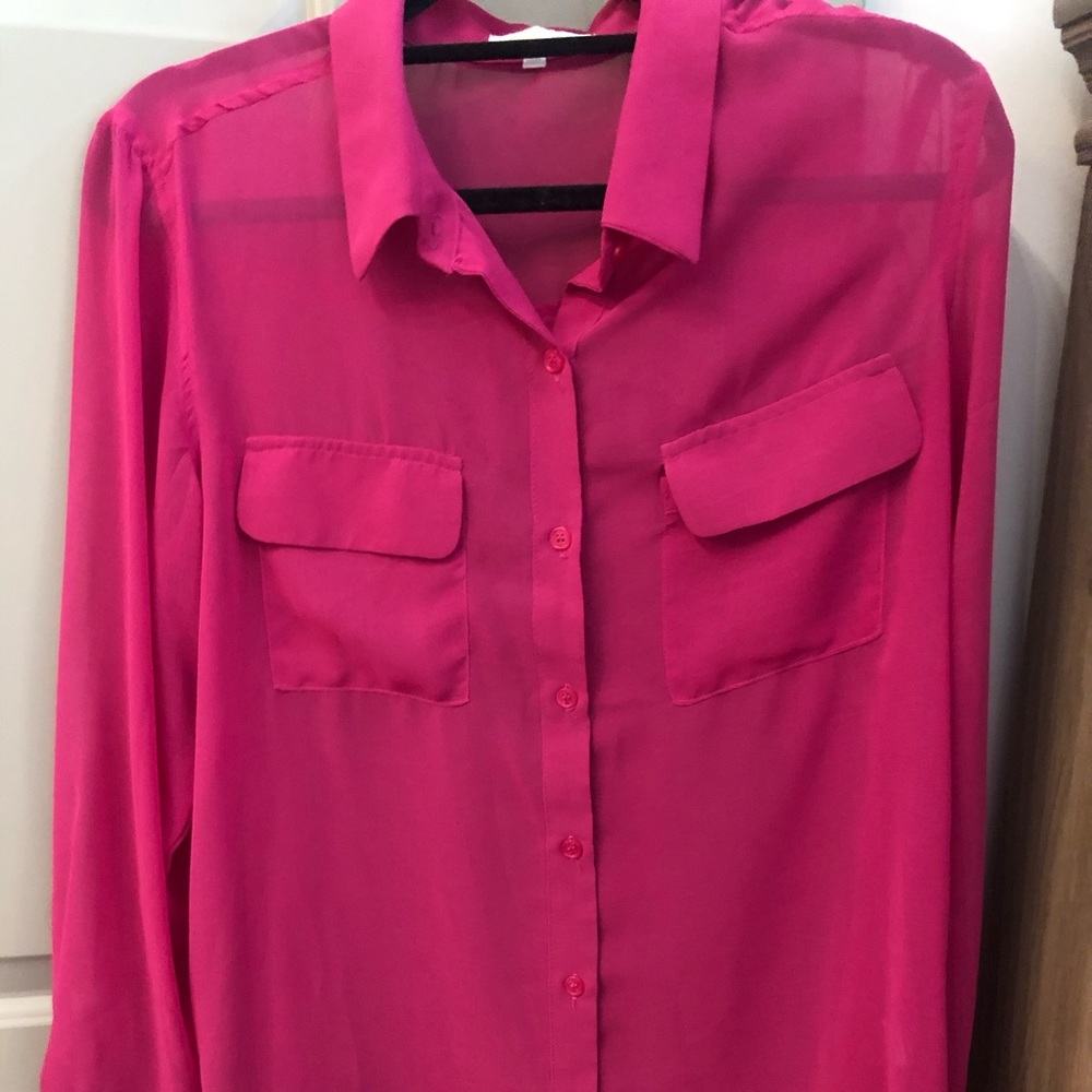 Sheer Button Down Blouse - image 1